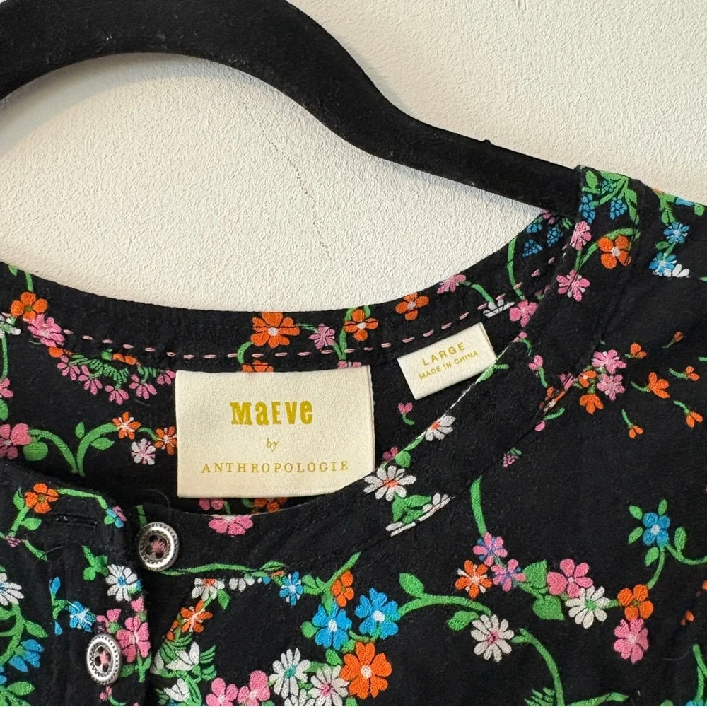 Anthropologie Black Floral Blouse - Picture 3 of 9